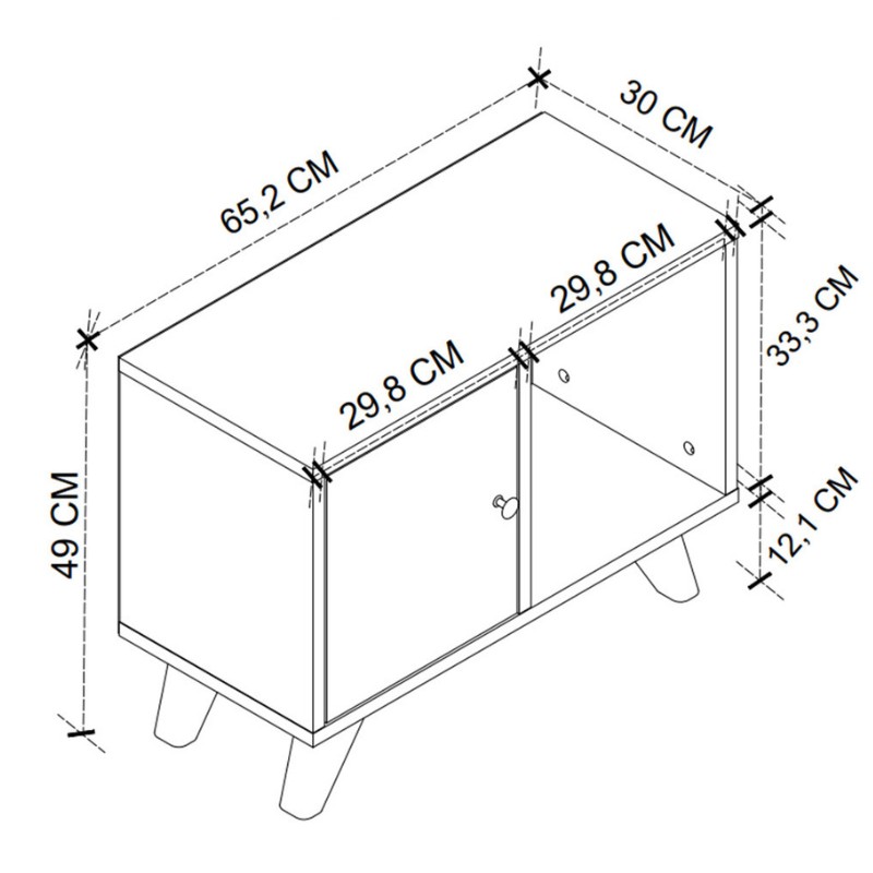 Rico Megapap melamine nightstand in white color 65.2x30x49cm.