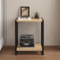 Gina Megapap melamine - metal nightstand in sapphire oak color 39x30x48cm.
