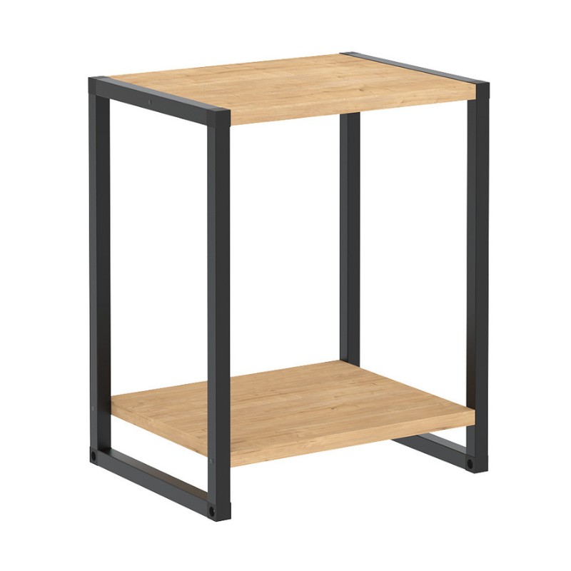 Gina Megapap melamine - metal nightstand in sapphire oak color 39x30x48cm.