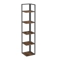 Lidia Megapap metallic - melamine corner bookcase in black - smoked walnut color 33.5x33.5x180cm.