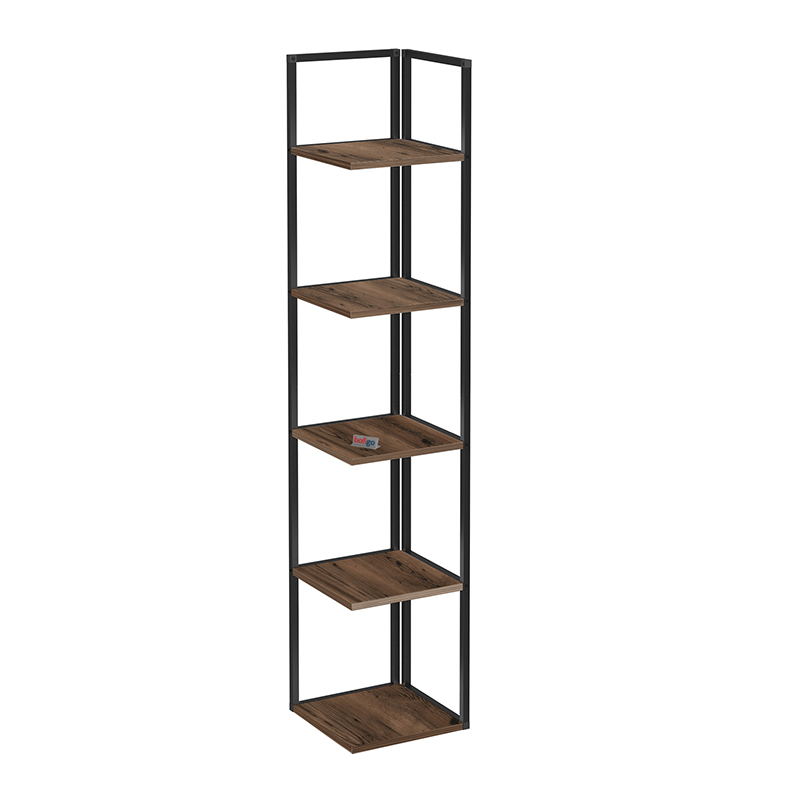 Lidia Megapap metallic - melamine corner bookcase in black - smoked walnut color 33.5x33.5x180cm.