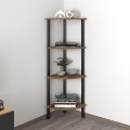 Lela Megapap melamine - metal corner bookcase in smoked walnut color 34x34x125cm.