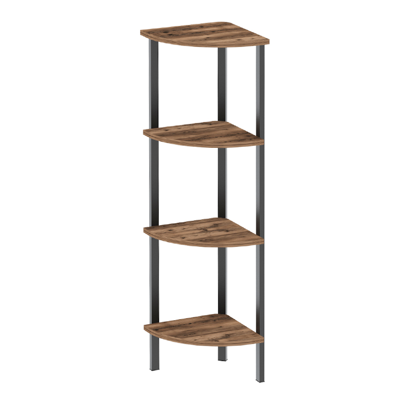 Lela Megapap melamine - metal corner bookcase in smoked walnut color 34x34x125cm.