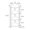Lela Megapap melamine - metal corner bookcase in smoked walnut color 34x34x125cm.