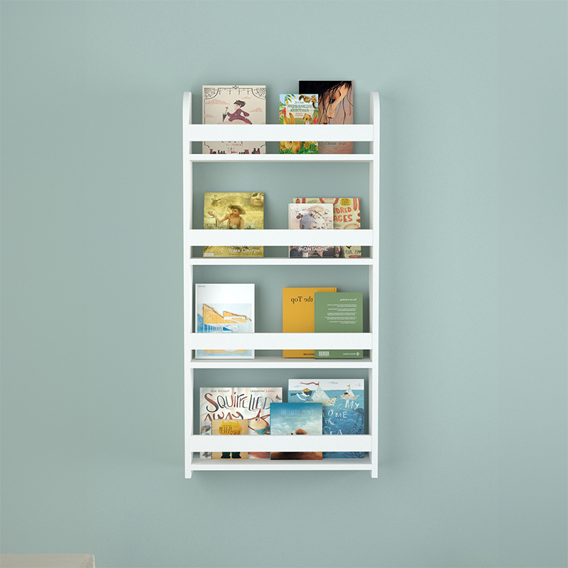 Montessori Megapap melamine wall bookshelf in white color 60x15x120cm.