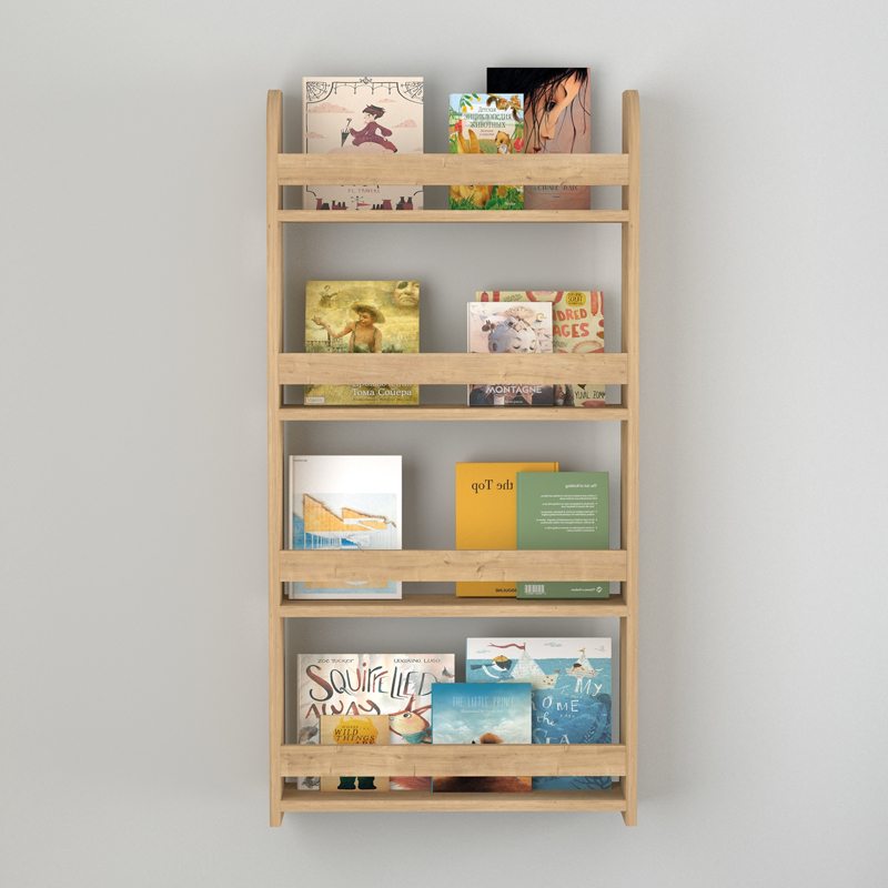 Montessori Megapap melamine wall bookshelf in sapphire oak color 60x15x120cm.