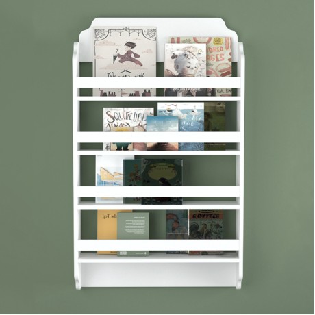 Montessori Megapap melamine wall bookshelf in white color 80x15x132cm.