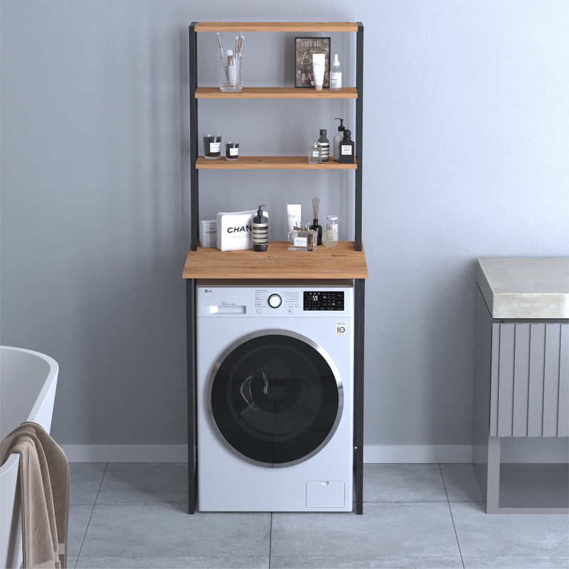 Bobby Megapap metal - melamine washing machine furniture in pine oak color 67x60x178cm.