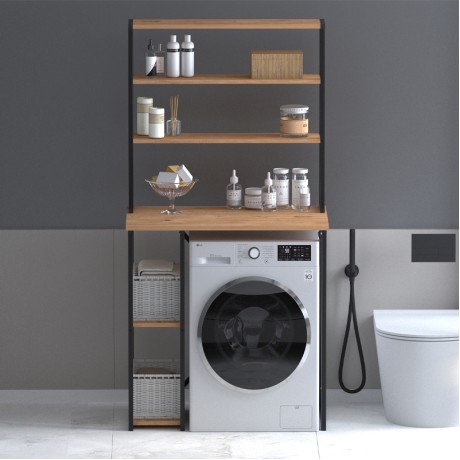 Berkus Megapap metal - melamine washing machine furniture in pine oak color 90x60x178cm.