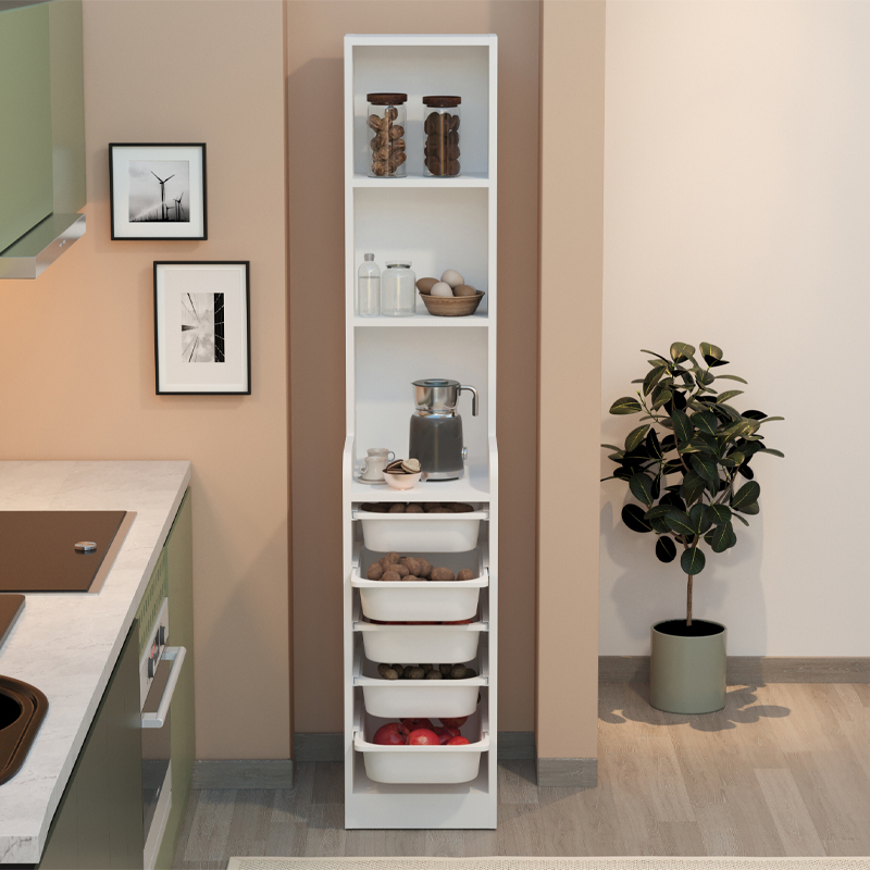 Utah Megapap melamine multipurpose furniture in white color 34.6x44.3x178cm.