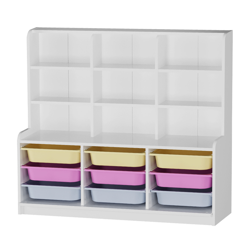 Obia Megapap melamine bookcase with 9 drawers in white color 132.6x30x115cm.