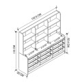 Obia Megapap melamine bookcase with 9 drawers in white color 132.6x30x115cm.