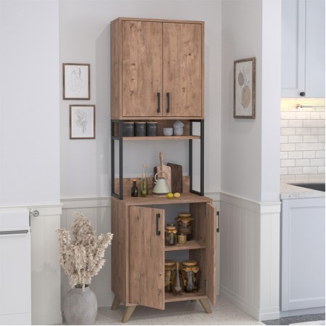 Έπιπλο κουζίνας Sedef Megapap χρώμα pine oak 61x40x202,1εκ.