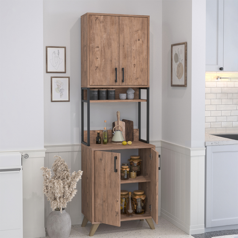 Sedef Megapap melamine kitchen cabinet in pine oak color 61x40x202.1cm.