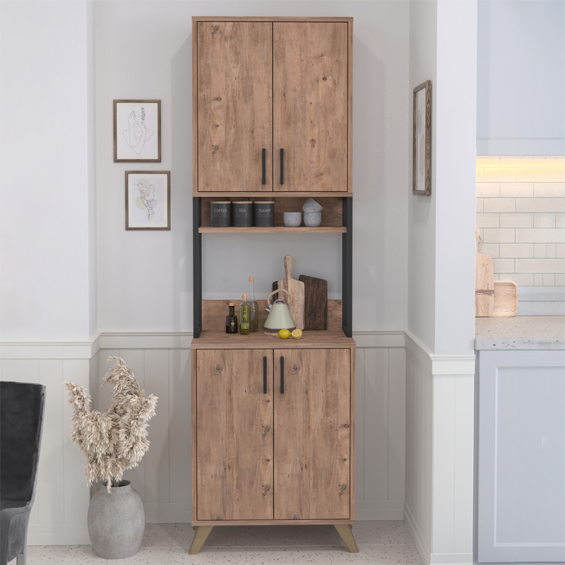 Sedef Megapap melamine kitchen cabinet in pine oak color 61x40x202.1cm.