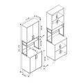 Sedef Megapap melamine kitchen cabinet in pine oak color 61x40x202.1cm.