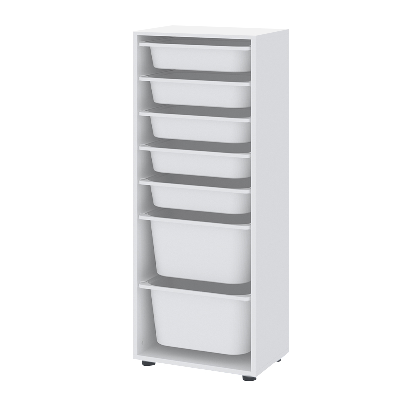 Kayra Megapap melamine multipurpose furniture with 7 baskets in white color 45.4x30x125cm.