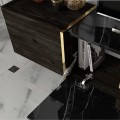 Veyron Megapap melamine TV unit in black marble effect color 180x33x45cm.
