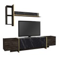 Veyron Megapap melamine TV unit in black marble effect color 180x33x45cm.