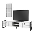 Ursula Megapap melamine TV unit in white - black color 184,5x34x45cm.