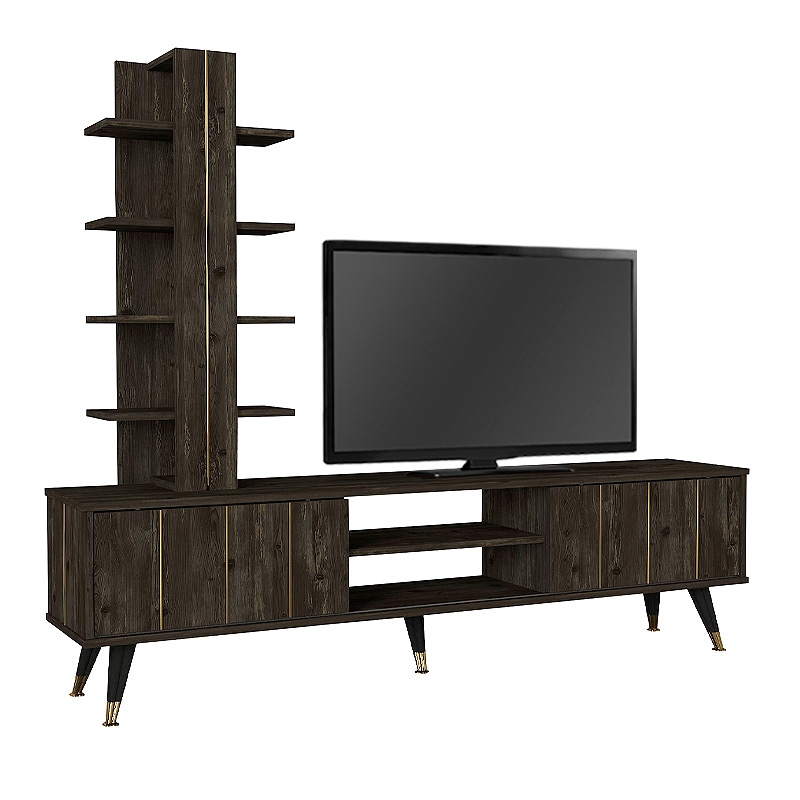 Agneta Megapap melamine TV unit in black rebab color 180x35x149cm.