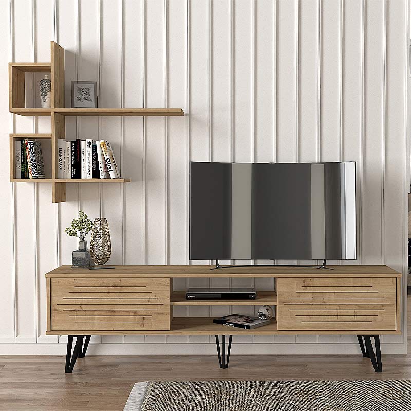 Σύνθεση τηλεόρασης Salerno Megapap χρώμα sapphire oak 180x35x51εκ.