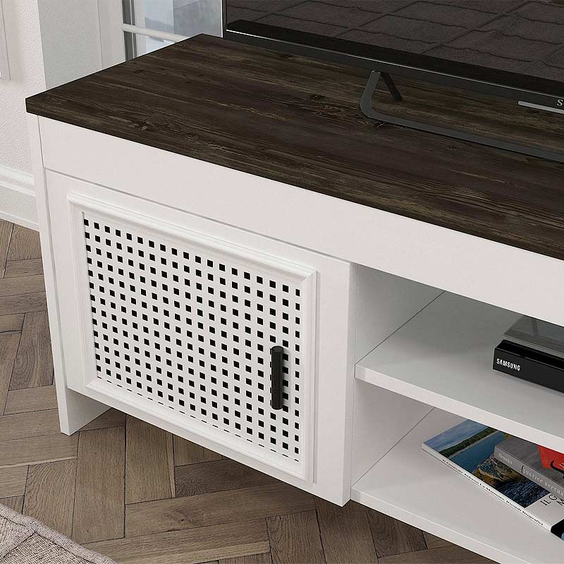 Έπιπλο τηλεόρασης Galatea Megapap χρώμα λευκό - μαύρο rebab 150x35x49εκ.