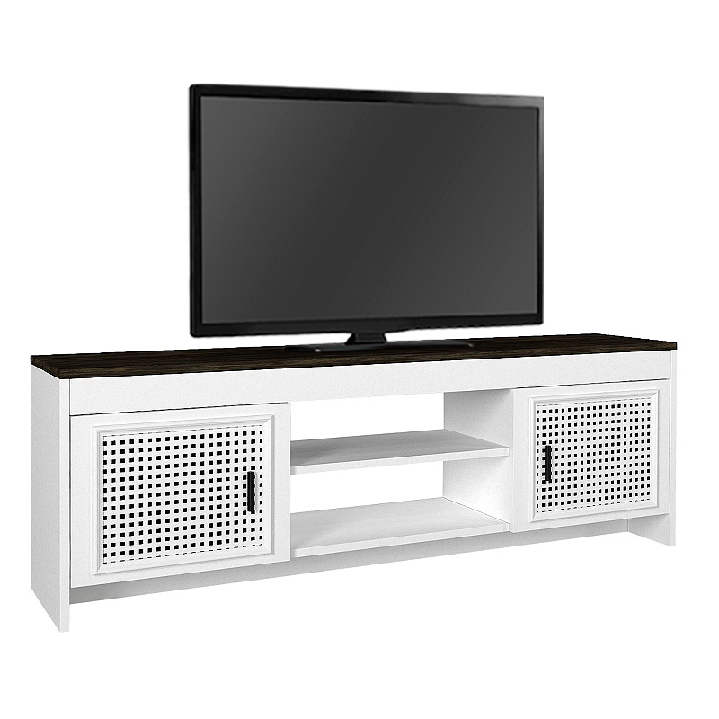 Έπιπλο τηλεόρασης Galatea Megapap χρώμα λευκό - μαύρο rebab 150x35x49εκ.