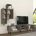 Bergamo Megapap melamine TV unit in dark walnut 180x37x52cm.