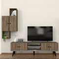 Bergamo Megapap melamine TV unit in dark walnut 180x37x52cm.