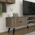 Bergamo Megapap melamine TV unit in dark walnut 180x37x52cm.