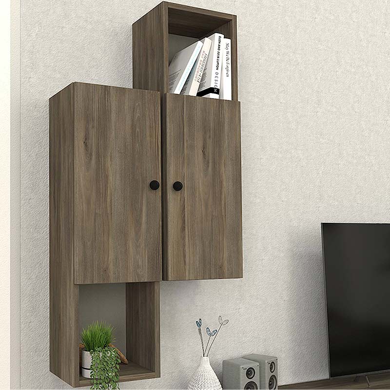 Bergamo Megapap melamine TV unit in dark walnut 180x37x52cm.