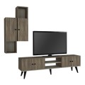 Bergamo Megapap melamine TV unit in dark walnut 180x37x52cm.