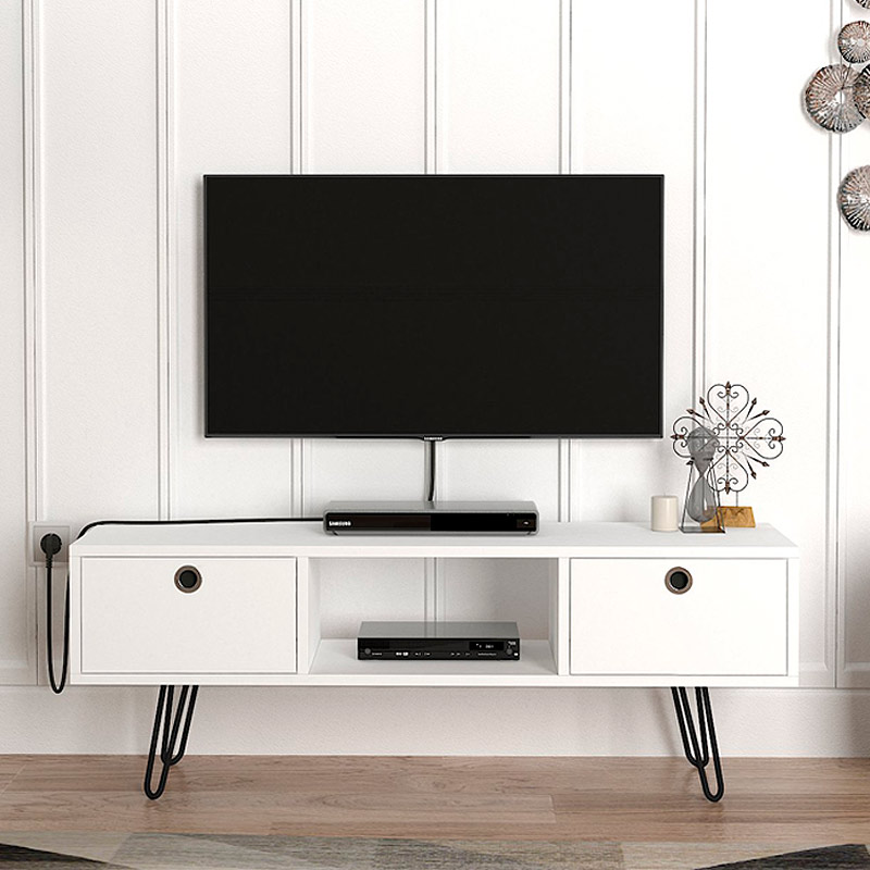 Έπιπλο τηλεόρασης Aversa Megapap χρώμα λευκό 120x29,5x43εκ.