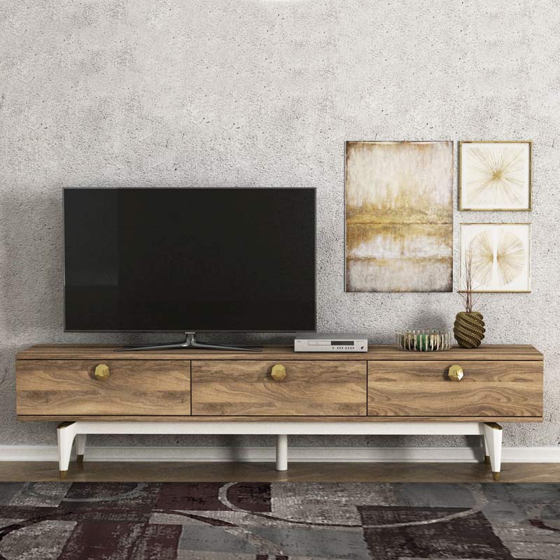 Elendra Megapap melamine TV stand in walnut color 180x29,5x43cm.
