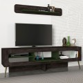 Έπιπλο τηλεόρασης Miladra Megapap χρώμα μαύρο rebab - λαδί 180x31x55εκ.
