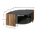 Marbel Megapap melamine coffee table in walnut - black marble effect color 75x75x40cm.