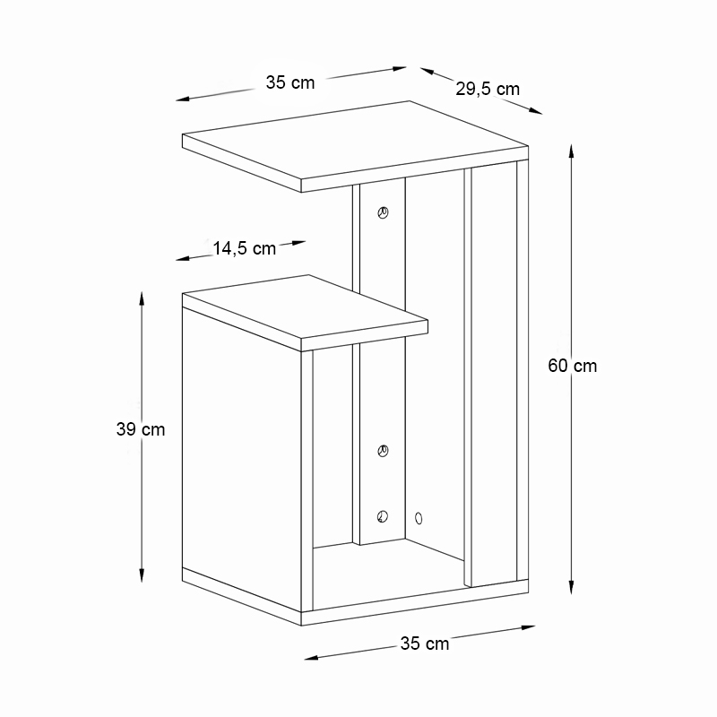 Rosana Megapap melamine side table in black color 35x29,5x60cm.