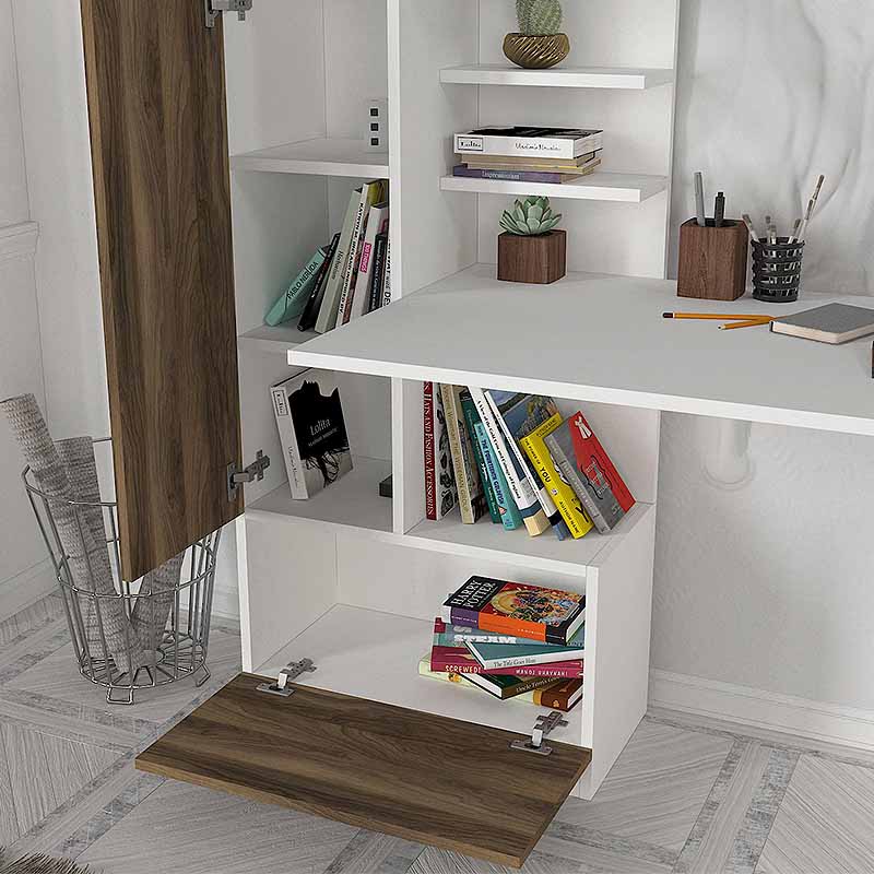 Domingo Megapap melamine desk in white - walnut color 149,5x60x120cm.