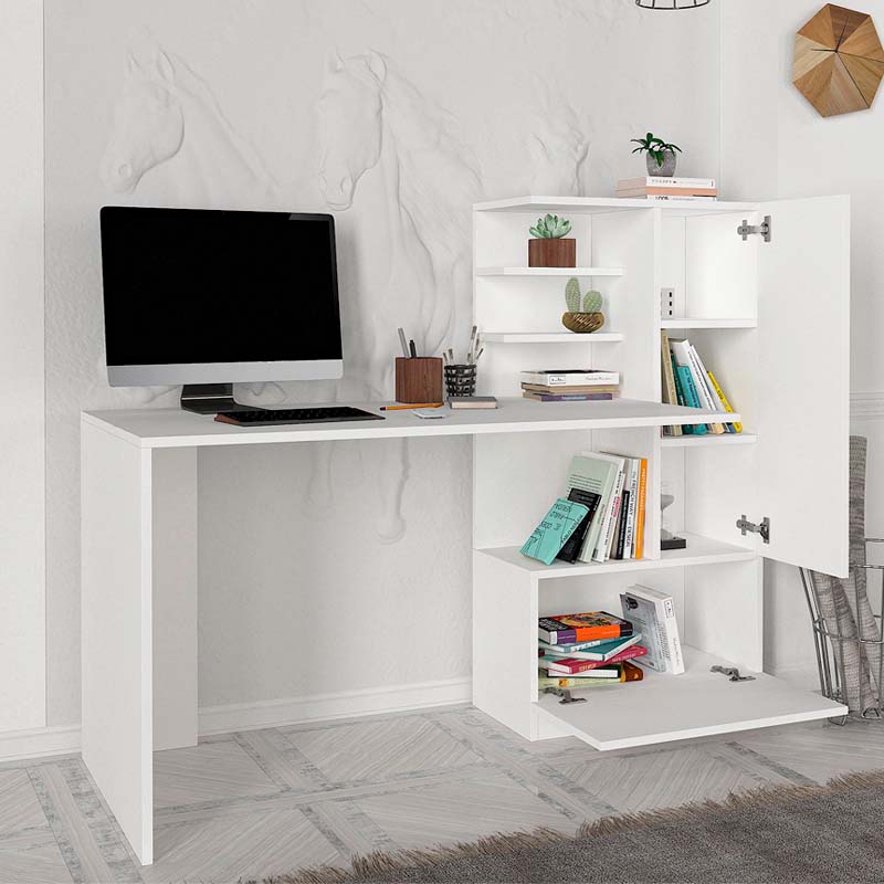 Merino Megapap melamine desk in white color 149,5x61,8x120cm.