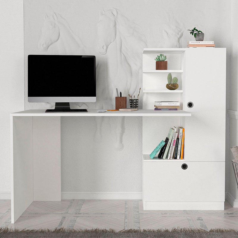 Merino Megapap melamine desk in white color 149,5x61,8x120cm.