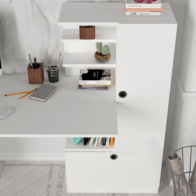 Merino Megapap melamine desk in white color 149,5x61,8x120cm.