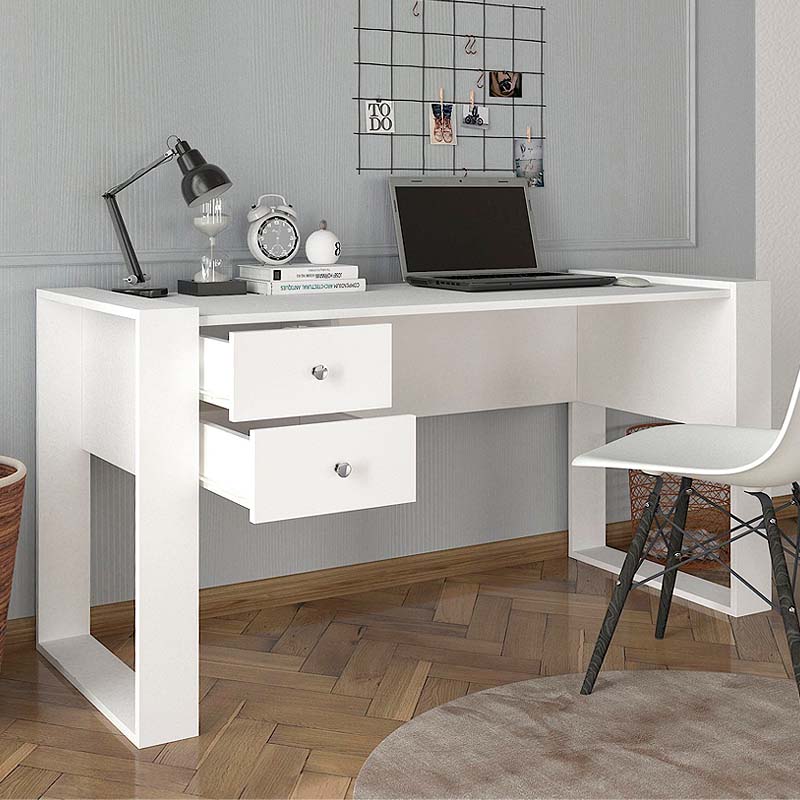 Fernando Megapap melamine desk in white color 158,8x60x72,2cm.