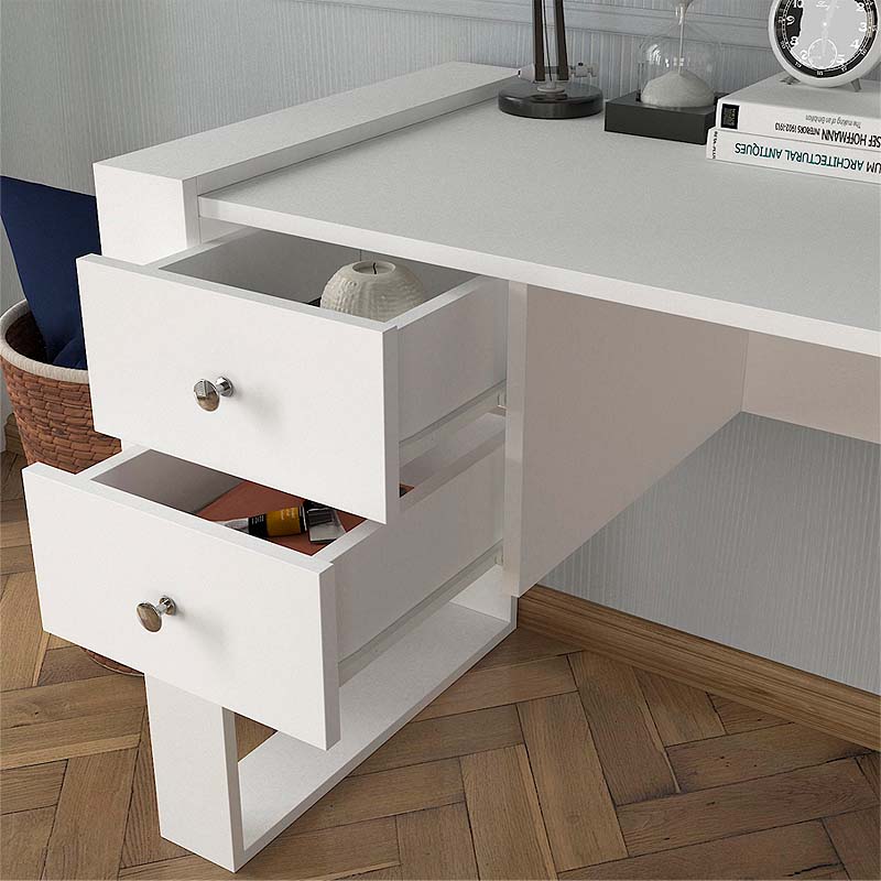 Fernando Megapap melamine desk in white color 158,8x60x72,2cm.