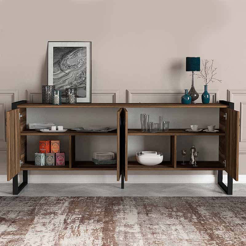 Ursula Megapap melamine buffet in walnut color 180x40x77,6cm.