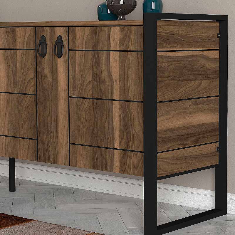 Ursula Megapap melamine buffet in walnut color 180x40x77,6cm.