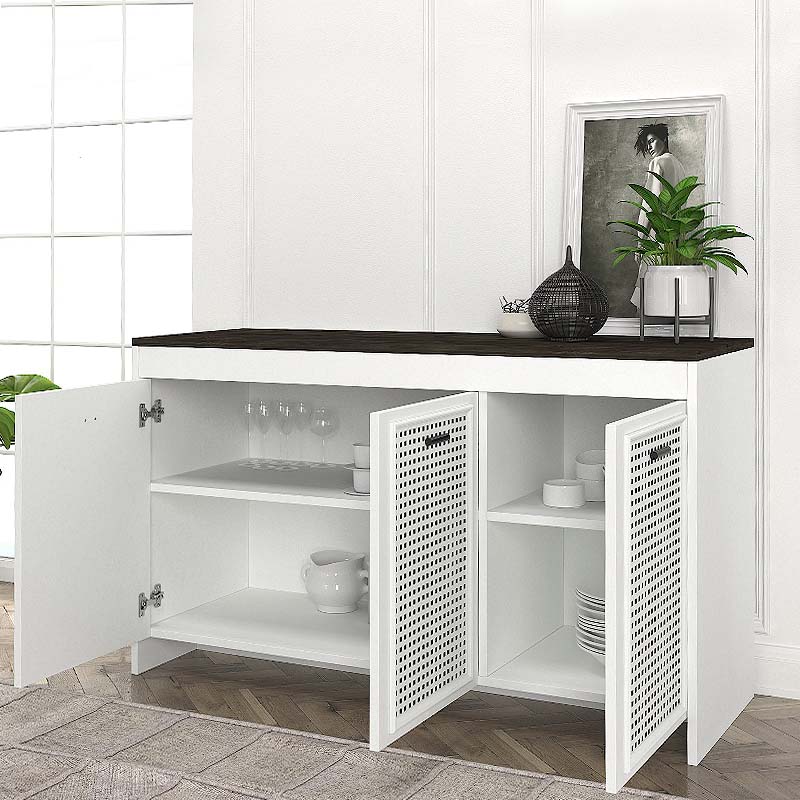 Μπουφές Galatea Megapap χρώμα λευκό - μαύρο rebab 120x45x75εκ.