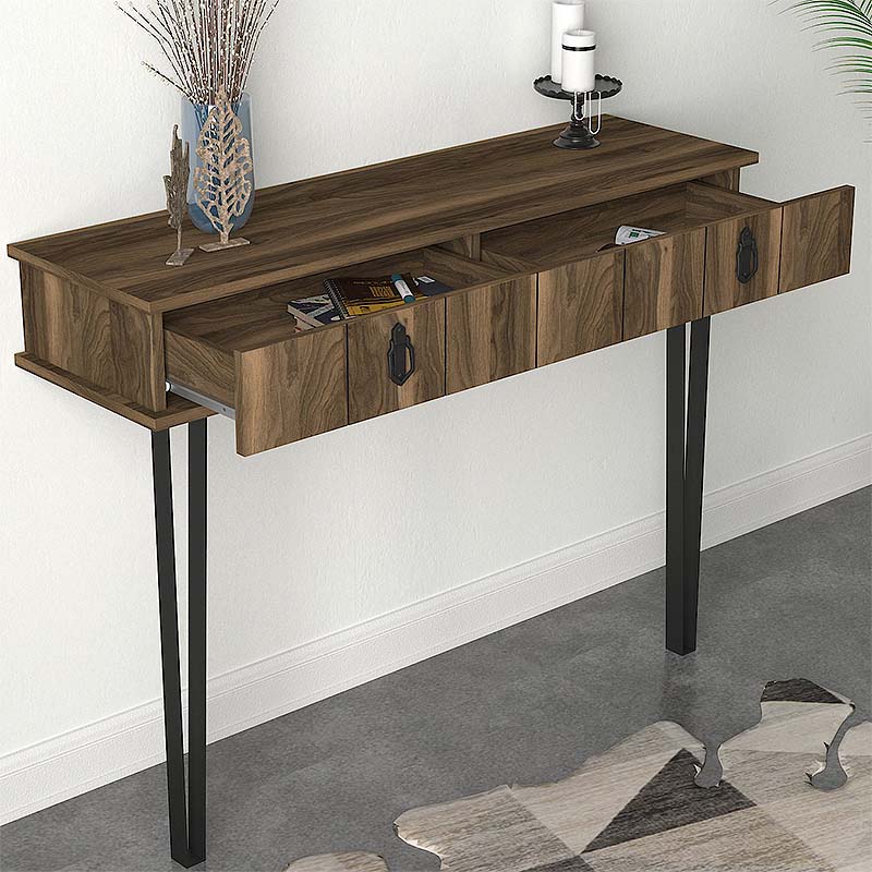 Ursula Megapap melamine wall console in walnut color 120x35,5x90cm.