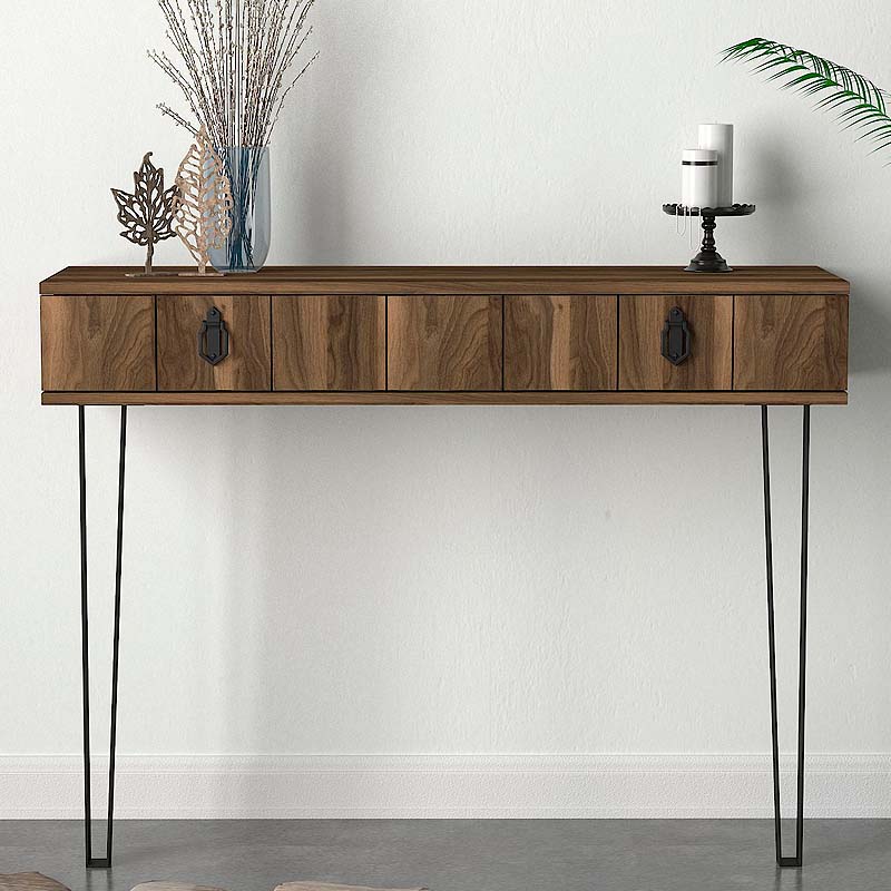 Ursula Megapap melamine wall console in walnut color 120x35,5x90cm.