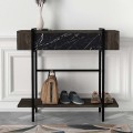 Lisbon Megapap melamine console in black rebab - black marble effect color 90x29,6x82cm.